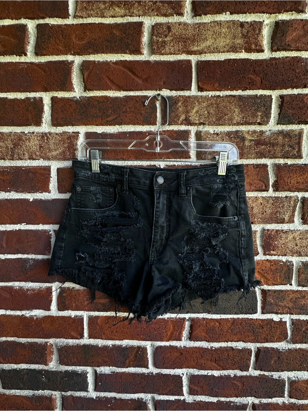 American Eagle Outfitters Black Distressed Jean Shorts